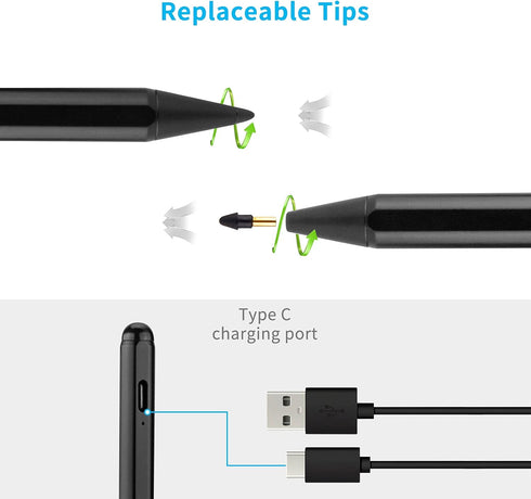 iPad Pen for Apple iPad 11th/10th/9th/8th Generation - Palm Rejection Fine Point Tip Active Stylus for Precise Drawing