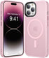 Magnetic iPhone 14 Pro Max Case, Slim Protective Translucent Matte with Military-Grade Protection, 6.7 inch, Pink