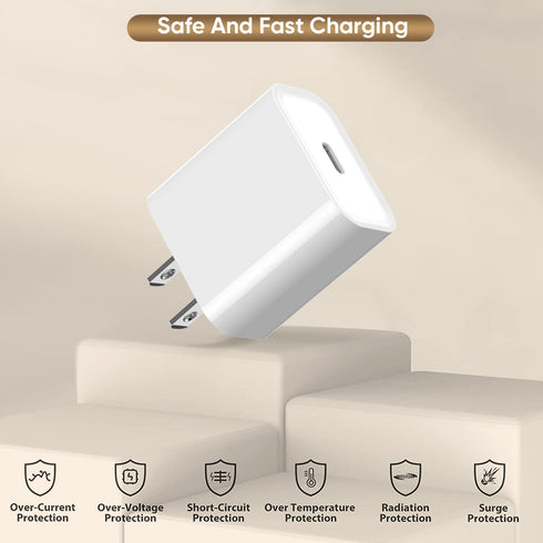 UCCRIE iPhone17/16 3Pack 20W 6FT 17E/Air/17 Max/17 Pro/16E/16 Pro/15Plus/15,iPad Fast Charger Charging, USB-C Charger