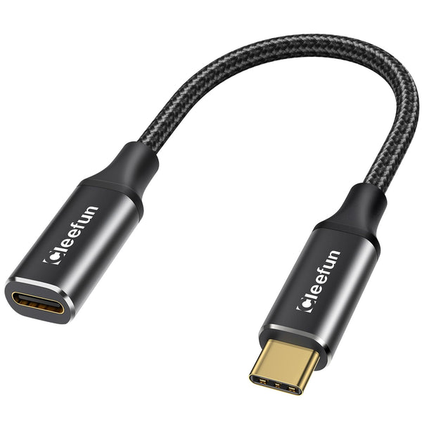 CLEEFUN USB-C Extension Cable - 1ft, 1-Pack, USB-C Male to Female, 10Gbps Data & 4K Video Sync, 100W Fast Charging