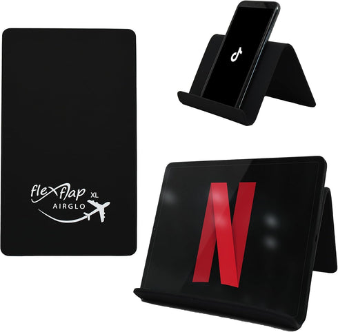 Airplane Travel Essentials, Flex Flap Cell Phone Holder & Tablet Stand for Desk, Bed, Treadmill, In-Flight Accessories