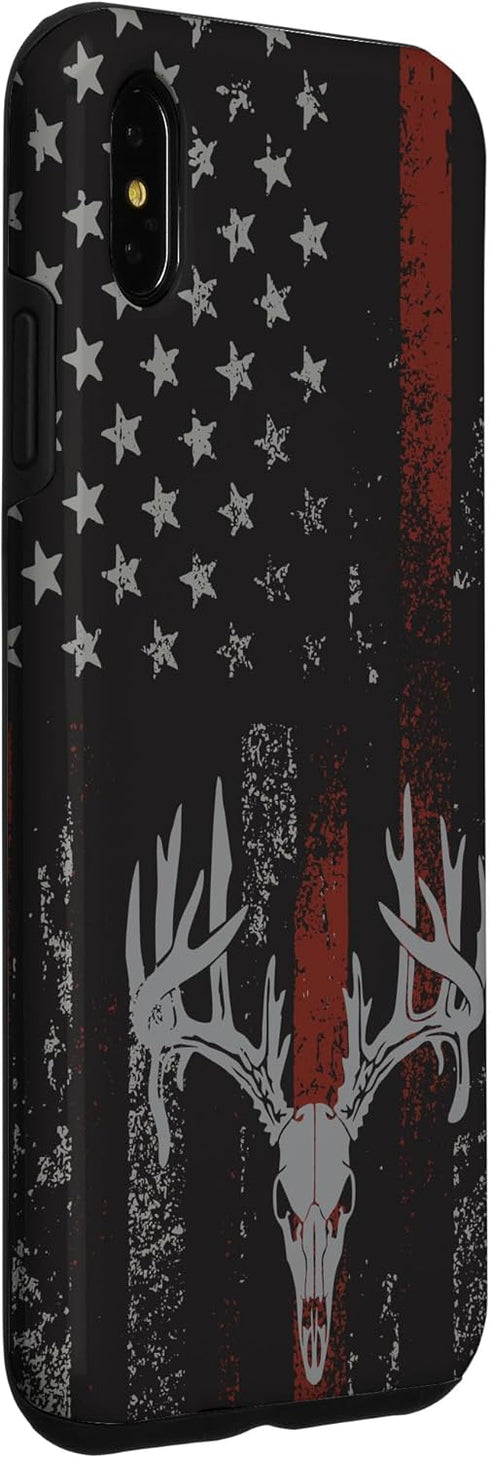 iPhone XS Max American Flag Whitetail Deer Buck Hunting USA FLAG Hunter Case