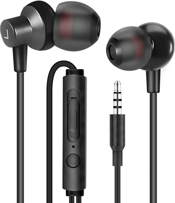 MAS CARNEY WI7 Wired Headphones with Microphone, Universal Compatibility with All 3.5mm Devices, Earbuds