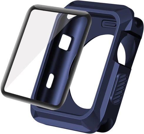 Wolait 42mm Compatible Apple Watch Case, Rugged Protective Case + Tempered Glass Screen Protector, Navy for Series 3,