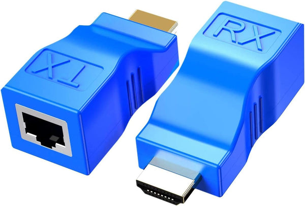 HDMI Extender Adapter, HDMI to RJ45 Ethernet Network Converter Over Cat5-e/6 Cable Splitter 1080p
