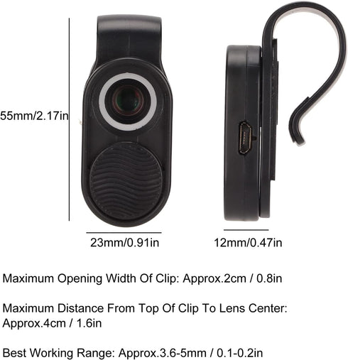 PUSOKEI 100X Phone Microscope, Mini Pocket Phone Camera Lens Attachment Microscopes with Universal Clip and LEDs,