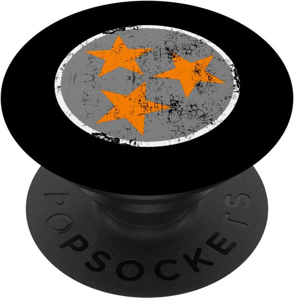 Retro TN Flag Distressed Gray & Orange Tennessee State Flag PopSockets Swappable PopGrip
