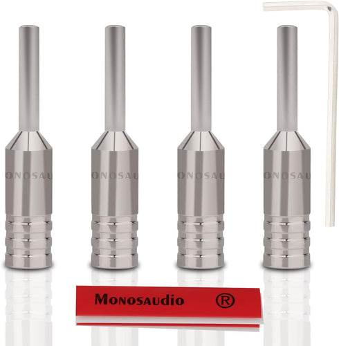 Monosaudio B80R 4 pcs Pure Copper Banana Plugs, Screw Locking Speaker Plug Connectors for Home Theater, AV Receiver,