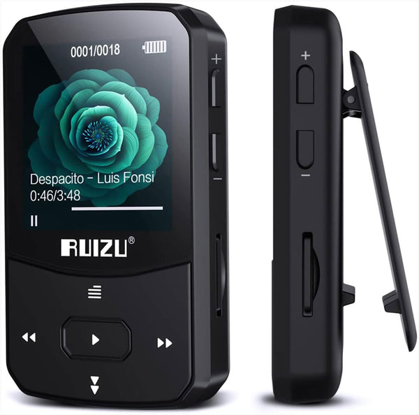 RUIZU 64GB Clip MP3 Player with Bluetooth 5.3, Portable Music Player with Voice Recorder, FM Radio, Black