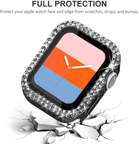 KADES Bling Protective Case for Apple Watch 38mm with Built-in Screen Protector for iWatch Series 3 2 1 (Black)
