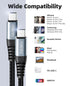 15FT 100W 1Pack, 17/16/15/Pro S23/Switch/More USB C to C Cable Extra Long USB C Cable Fast Charging,USB C to USB C