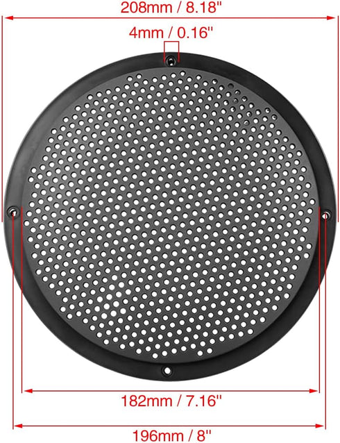 X AUTOHAUX 4pcs Black 8'' Plastic Audio Speaker Cover Mesh Subwoofer Grill Horn Guard Decorative Circle Grille