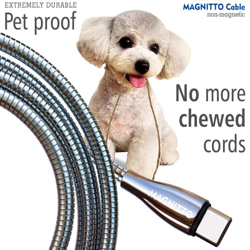 USB-C to USB C Fast Charger Cable 60W 3ft 2-Pack, Metal Braided Wire, Nickel Plated Type C Connectors, Tangle Free USBC Charging Cords, Pets Chewing Proof, Metal Cord Protector