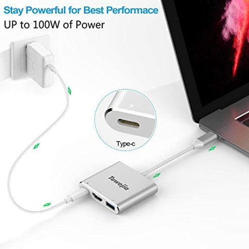 Tuwejia USB C to HDMI Multiport Adapter, USB 3.1 Gen 1 Thunderbolt 3 to HDMI 4K Video Converter