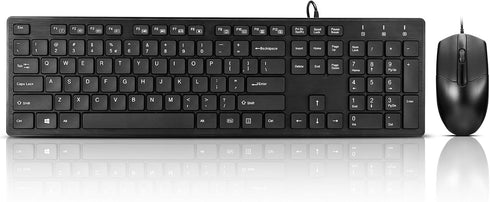 Guiheng Wired Keyboard and Mouse Combo, Full-Sized Ergonomic Computer Keyboard and Optical Wired Mouse for Windows, Mac