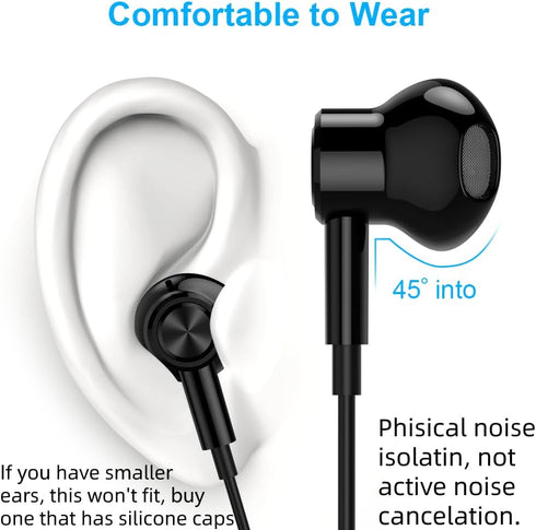 3.5mm Earbuds Noise Canceling Headphones with Microphone, Magnetic in-Ear Wired 3.5mm Jack Earphone for Moto G Power
