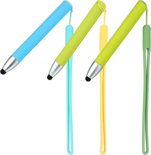 Kid-Friendly Touch Screen Pens, 3 pcs Stylus + 3 pcs Anti-Lost Ropes, Silicone Anti-Slip Tablet Stylus Compatible
