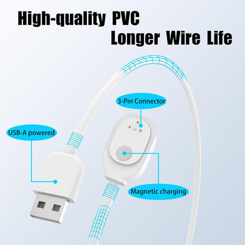 JYJZPB Magnetic Charging Cable for Arlo Ultra 1/2, Pro 3/4/5S, Indoor/Outdoor Use, 2 Pack, White 16FT