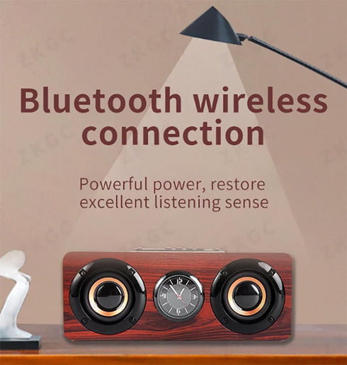 Retro Wooden 5.0 Bluetooth Speaker, Wireless Dual Loudspeakers, 10W Speaker with Superior Sound, Redwood
