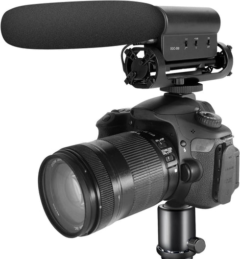 SGC-598 3.5mm Interview Shotgun Microphone with Windscreen Muff, Cardioid Directional Mic for DSLR Cameras