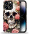 Compatible with iPhone 14 Pro Case, Skull Red Flowers Pattern Print Phone Case, Durable Fashion Funny Liquid Silicone
