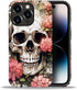 Compatible with iPhone 14 Pro Case, Skull Red Flowers Pattern Print Phone Case, Durable Fashion Funny Liquid Silicone