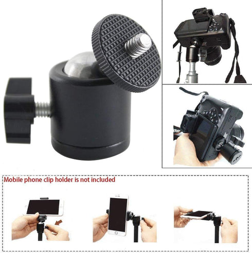 EXMAX 360 Degree Aluminum Alloy Body Rotating Swivel Mini Tripod Ball Head with 1/4" Screw Thread Base Mount for DSLR