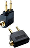 Dual Pin Airplane Headphone Adapter: Gold Plated 3.5mm Male Mono TS to 3.5mm Female Stereo TRS Jack.