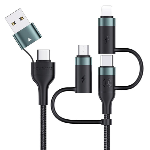 PD 60W USB C Multi Fast Charging Cable, 5-in-1 Nylon Braided Cord for Laptop/Tablet/Phone, 3A