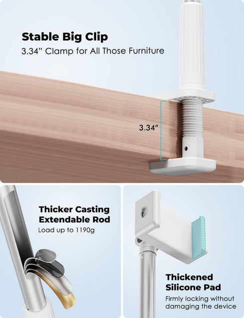 Viozon Mount,360 3.5"-6.9" 16 15 Phone Holder, Flexible Long Arm,Overhead Angle Adjustable,Aluminum Alloy, C Clamp