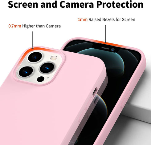 iPhone 13 Pro Max Case, Silicone Ultra Slim Shockproof with Soft Anti-Scratch Microfiber Lining - Pink