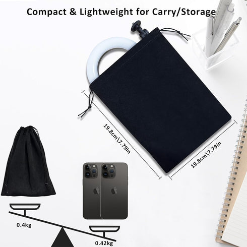 Mionondi Desk Ring Light with Telescopic Stand, Travel Desktop Hola Light for Phone Selfie Laptop Zoom Video Calls