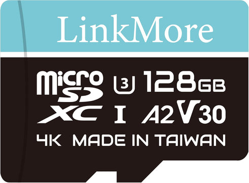 LinkMore 128GB Lite Micro SD Card, A2, UHS-I, U3, V30, Class 10 Compatible,