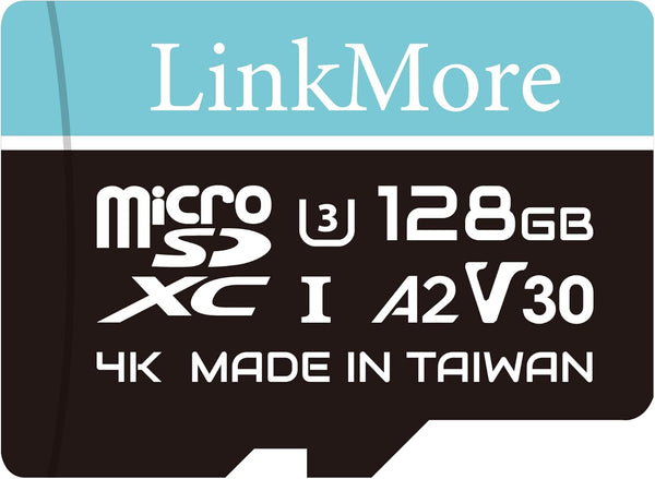 LinkMore 128GB Lite Micro SD Card, A2, UHS-I, U3, V30, Class 10 Compatible,