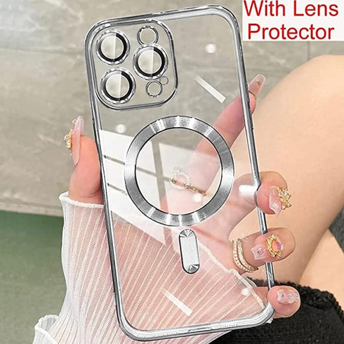 ZIYE iPhone 15 Pro Max Case - Magnetic, MagSafe Compatible, Clear Plating, Soft TPU Bumper, Full Camera Protection,