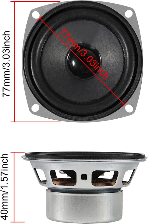 4PACK 8Ohm 10W Full Range Audio Speaker Stereo Woofer Loudspeaker for Arduino Replacement and DIY Boom Box Satellites Speaker