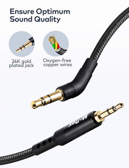 Mr Rex Nylon Braided 2.5mm to 3.5mm Audio Aux Cable for Bose 700 QuietComfort, JBL E45BT E55BT Headsets