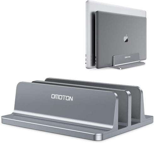 OMOTON Updated Dock Version Vertical Laptop Stand, Adjustable Desktop Holder for MacBook/Surface/Samsung/HP/Dell/Chrome