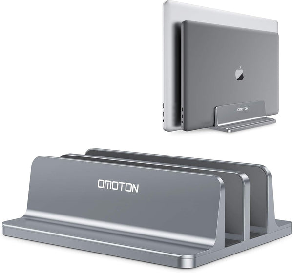 OMOTON Updated Dock Version Vertical Laptop Stand, Adjustable Desktop Holder for MacBook/Surface/Samsung/HP/Dell/Chrome
