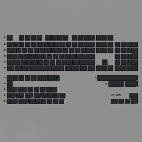 PBT Keycaps 60 Percent - Black 142 Keys Keycap Set Cherry Profile DYE-Sub for 60/61/65/68/75/98 Mechanical Keyboards
