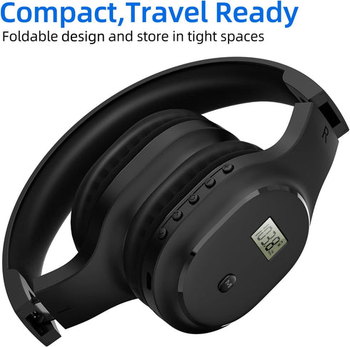 Wireless Headphones with FM Radio and Bluetooth 5.0, Rechargeable Portable Headset for Jogging, Cycling