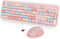 Fogruaden Pink Wireless Keyboard and Mouse, Retro Typewriter 104 Keys Full Size Cute Keyboard with Number Pad