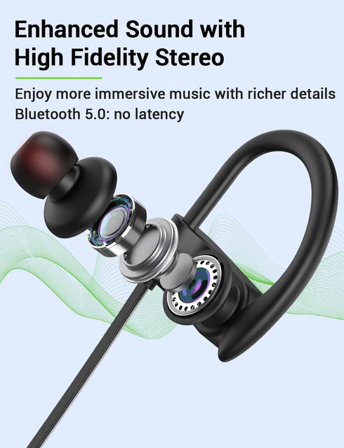 Stiive Bluetooth Headphones, 5.3 Wireless Sports Earbuds, IPX7 Waterproof with Mic, Stereo Sweatproof in-Ear Earphones,