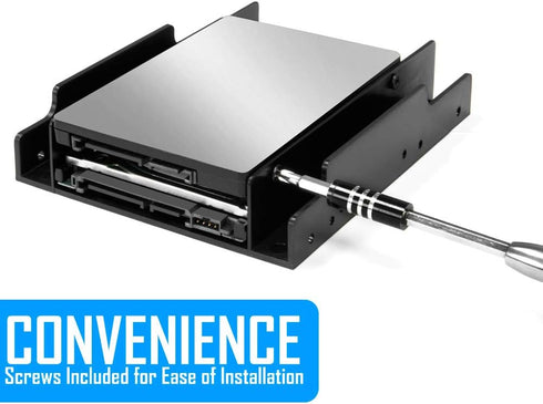 Kingwin SSD Hard Drive Mounting Kit Internal, Convert Any 2 x 2.5” Solid State Drive/HDD Into 3.5 Inch Drive Bay