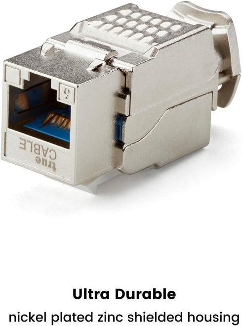 trueCABLE Shielded Cat6 Keystone Jack, Toolless, PoE++ 100W, UL Listed, ETL Verified, 2 Pack Modular RJ45 Female