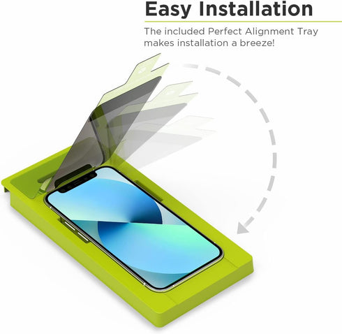 PureGear 2-Way Privacy Tempered Glass Screen Protector for iPhone 13 Mini (2021) 5.4", Self Alignment Installation
