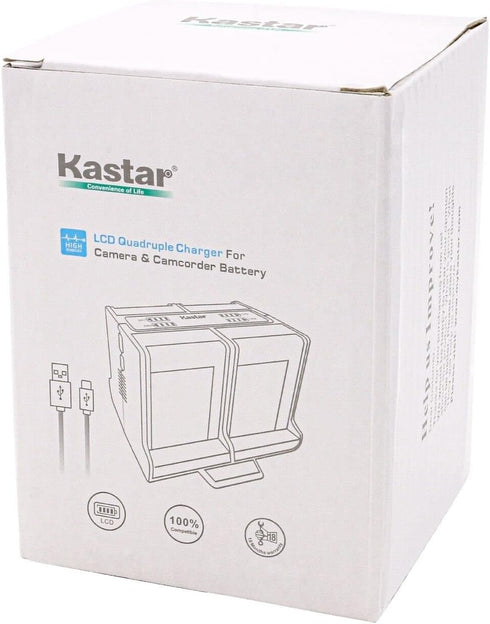 Kastar 4-Pack Battery and Quadruple Charger - Compatible with Sony DSR-V10 EVO-250 and More