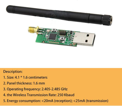1Pcs USB CC2531 Sniffer Board Bluetooth 4.0 Wireless Zigbee Analyzer Module with External Antenna
