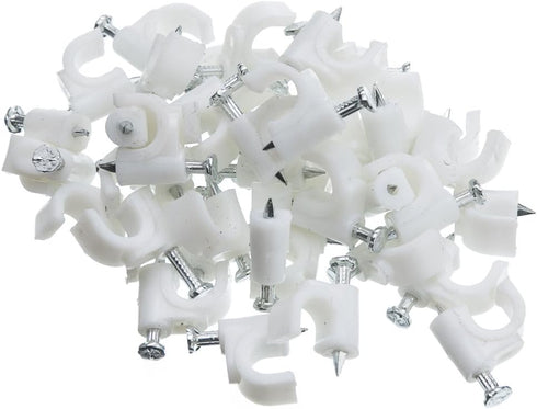 CableWholesale RG6 Cable-Clip, White, 100 Pieces per Bag