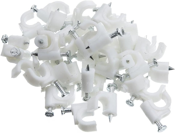 CableWholesale RG6 Cable-Clip, White, 100 Pieces per Bag